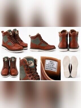 L.L.Bean Fly Fishing Hiking Boots Men's 9 Brown Leather Canvas Lace Up V826.